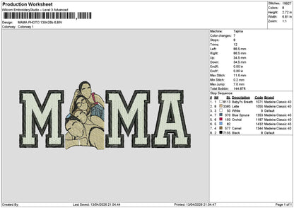 Mama Photo 1304b Embroidery File 6 sizes