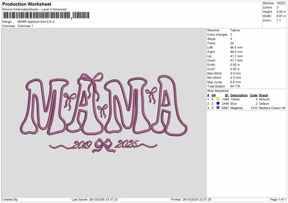 Mama Applique 2610 Embroidery Machine Design File 6 sizes