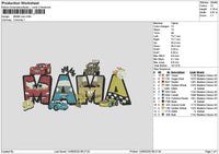 Mama Cars Embroidery File 6 sizes