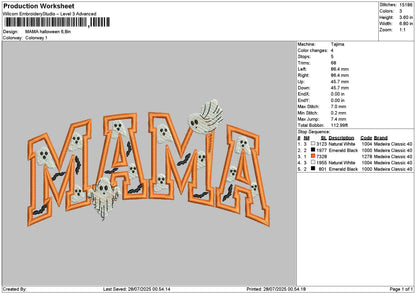 Mama Halloween 2807 Embroidery File 6 sizes