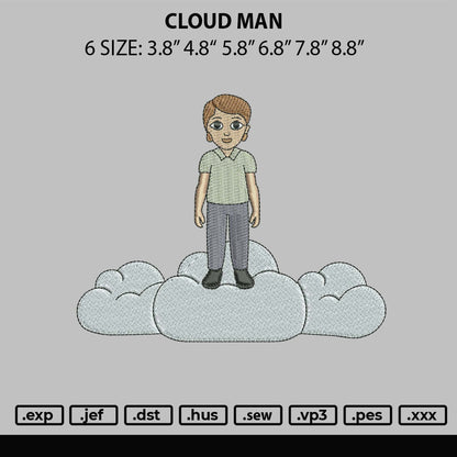 Cloud Man Embroidery File 6 sizes