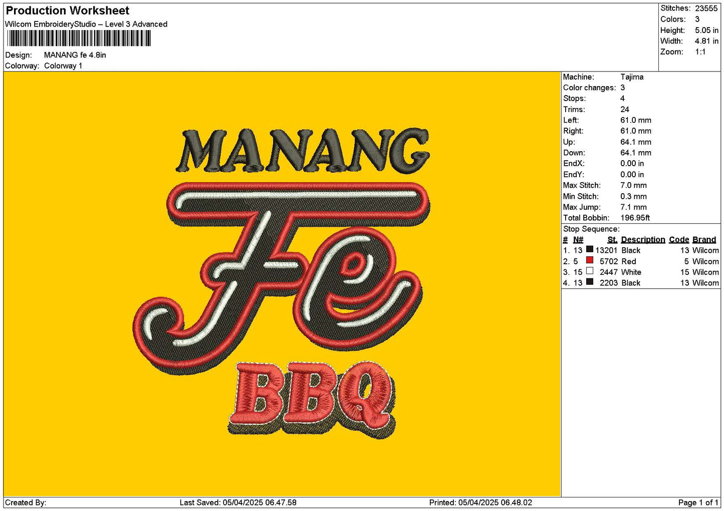 Manangtext Embroidery File 6 sizes