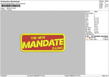 Mandatetext Embroidery File 6 sizes