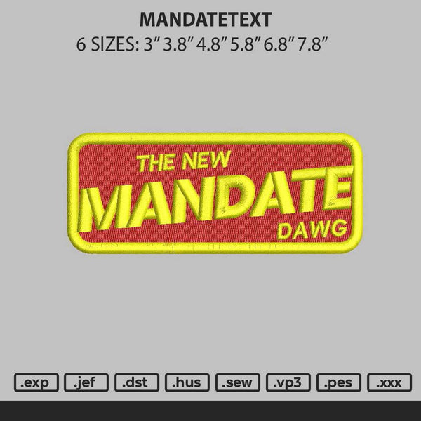 Mandatetext Embroidery File 6 sizes