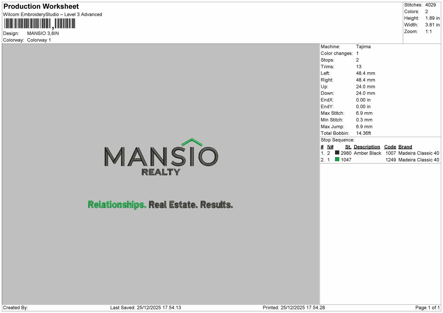 Mansio Logo Embroidery File 6 sizes