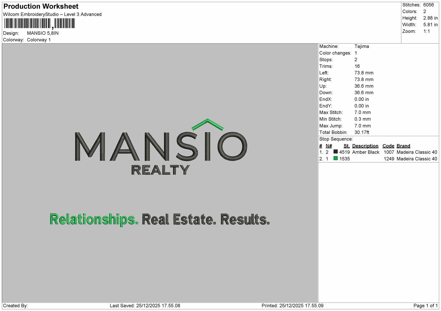 Mansio Logo Embroidery File 6 sizes