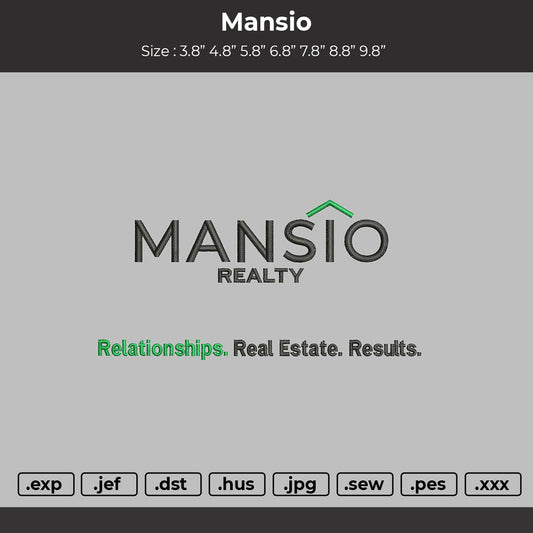 Mansio Logo Embroidery File 6 sizes