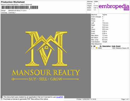 Mansour Realty Embroidery File 4 size