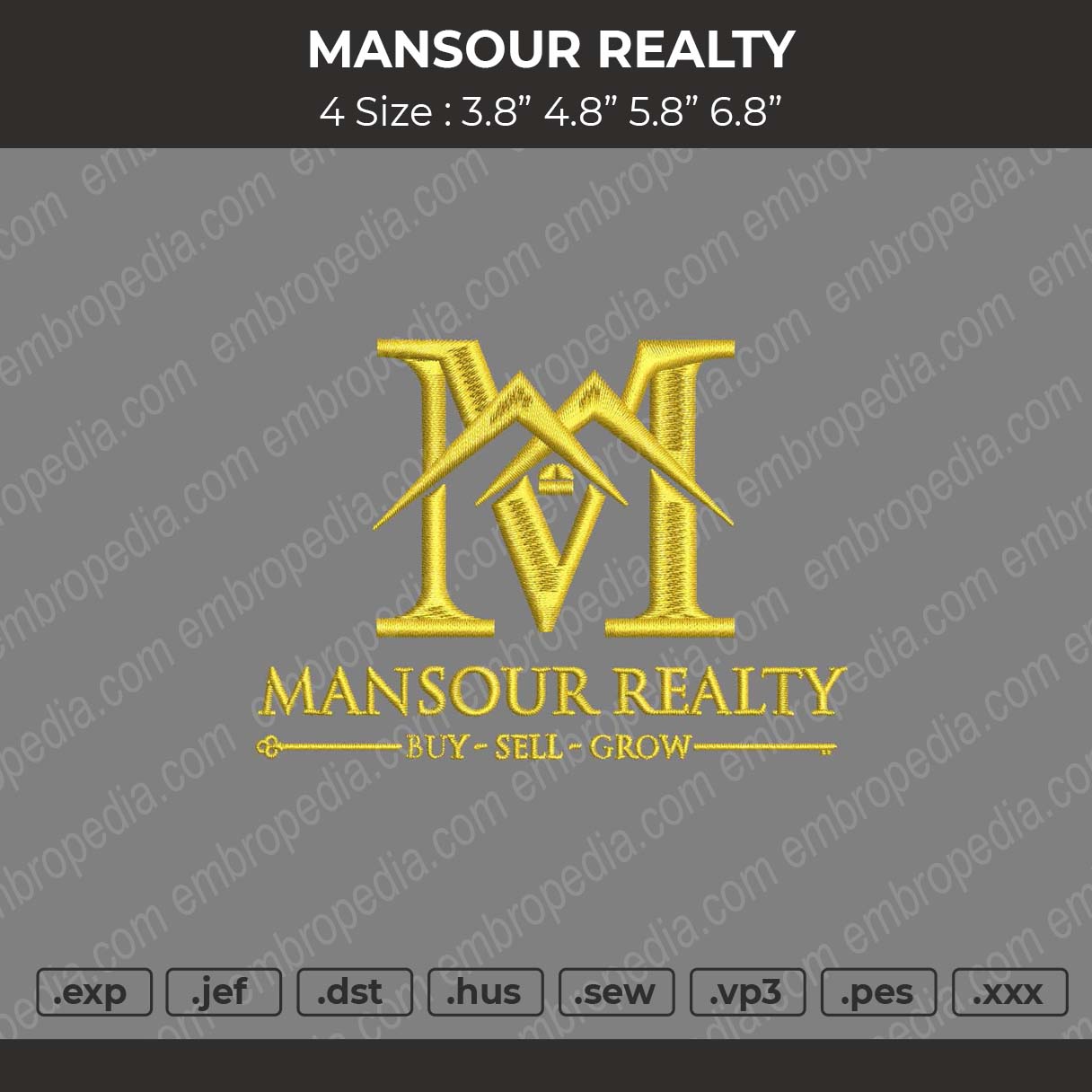 Mansour Realty Embroidery File 4 size