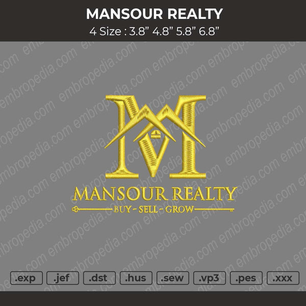 Mansour Realty Embroidery File 4 size