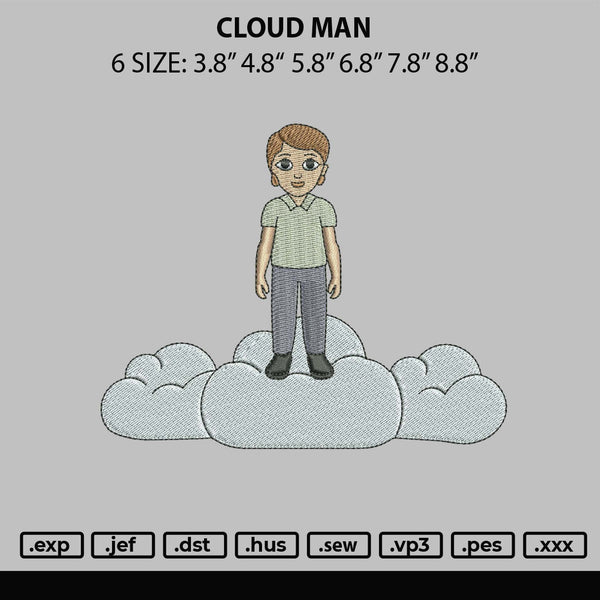Cloud Man Embroidery File 6 sizes