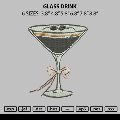 Glass Drink Embroidery File 6 sizes