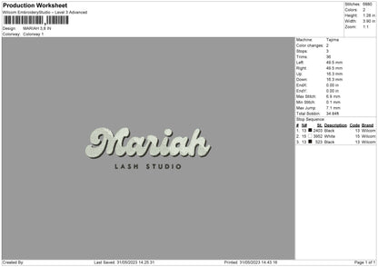 Mariah Embroidery File 6 sizes