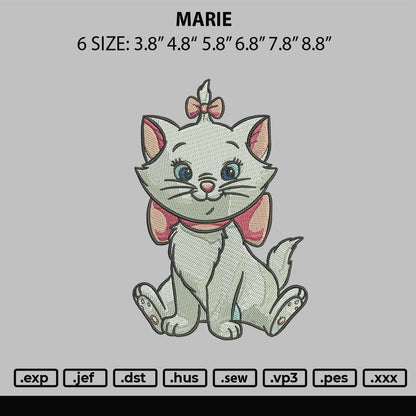 Marie Embroidery File 6 sizes
