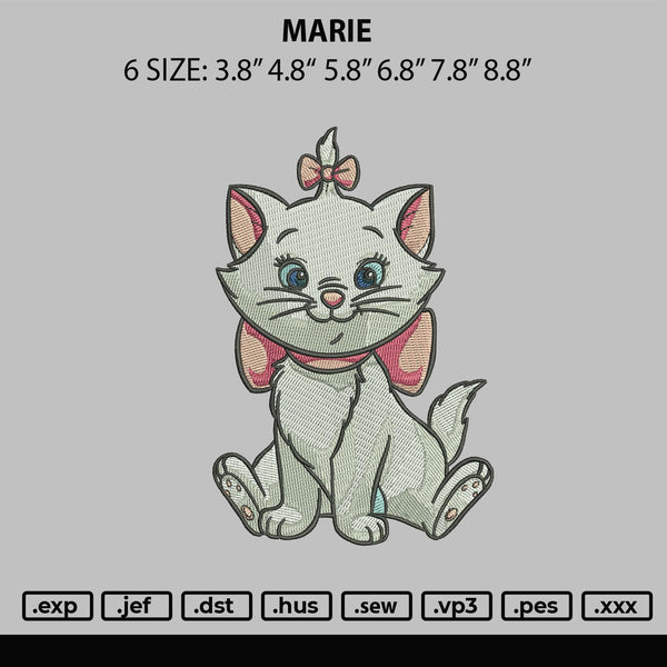 Marie Embroidery File 6 sizes
