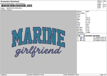Marinetext 2505 Embroidery Machine Design 6 sizes