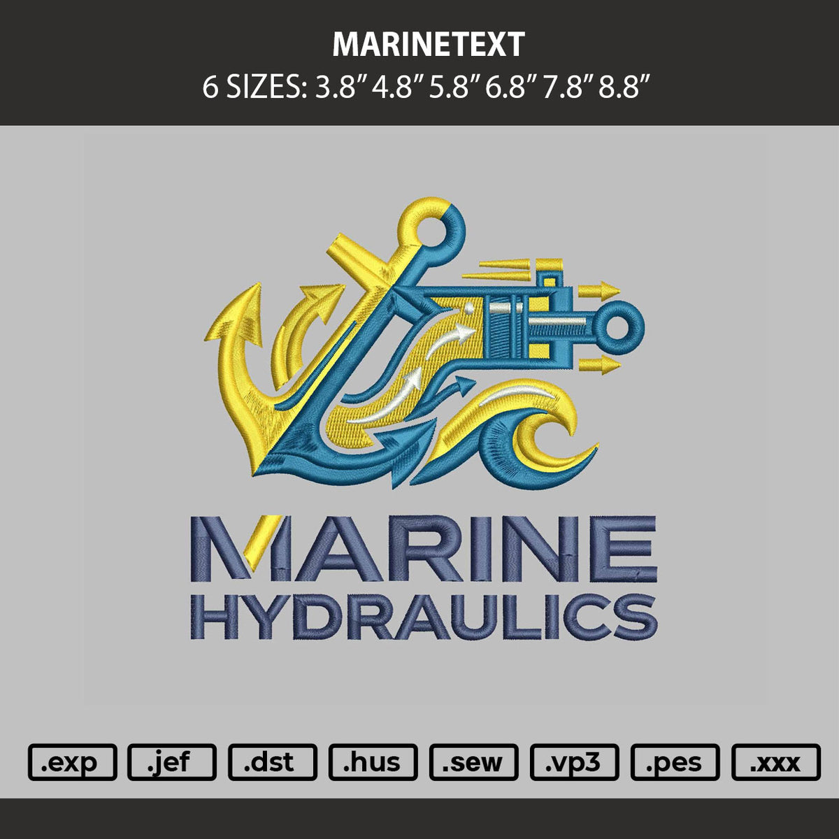 Marinetext Embroidery Machine Design File 6 sizes
