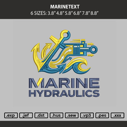 Marinetext Embroidery Machine Design File 6 sizes