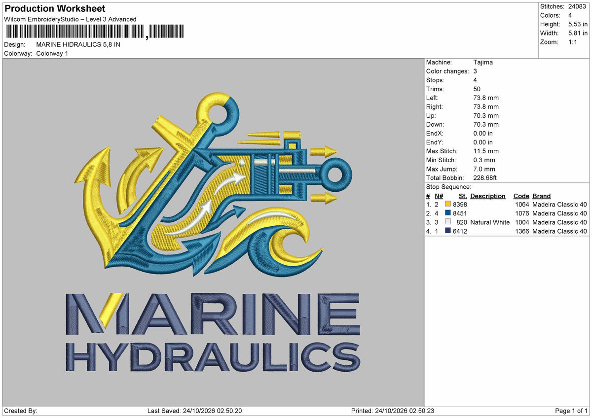 Marinetext Embroidery Machine Design File 6 sizes