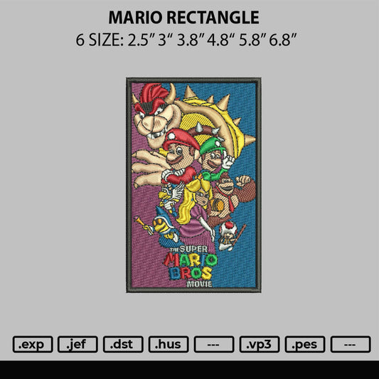 Mario Rectangle Embroidery File 6 sizes