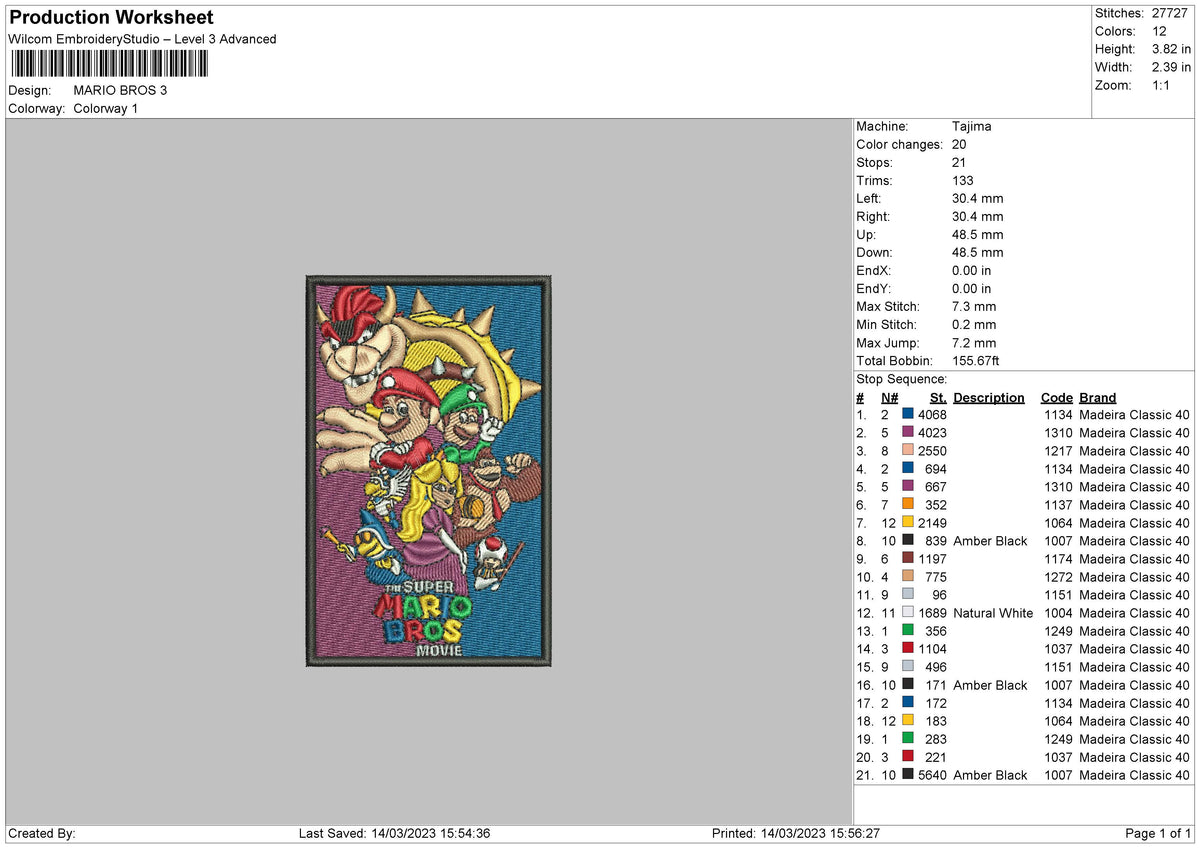 Mario Rectangle Embroidery File 6 sizes – Master Digitizer