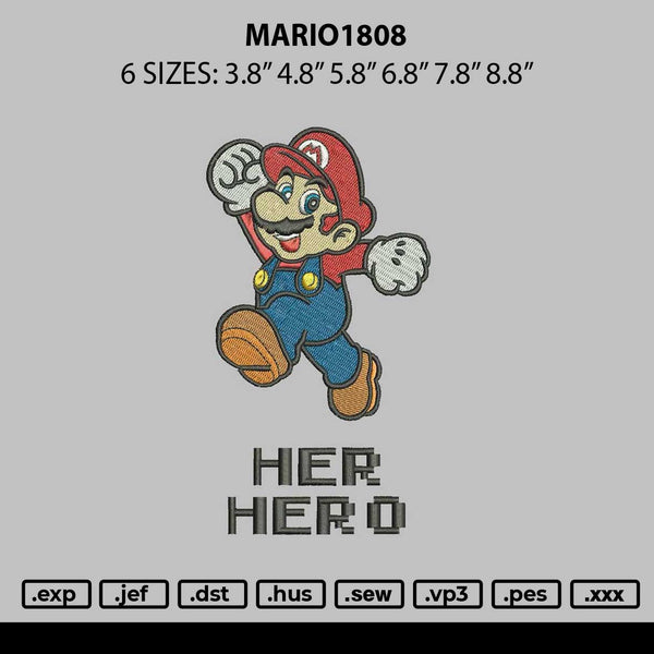 Mario 1808 Embroidery File 6 sizes