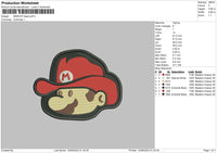 Marios Head Puff Embroidery File 6 sizes