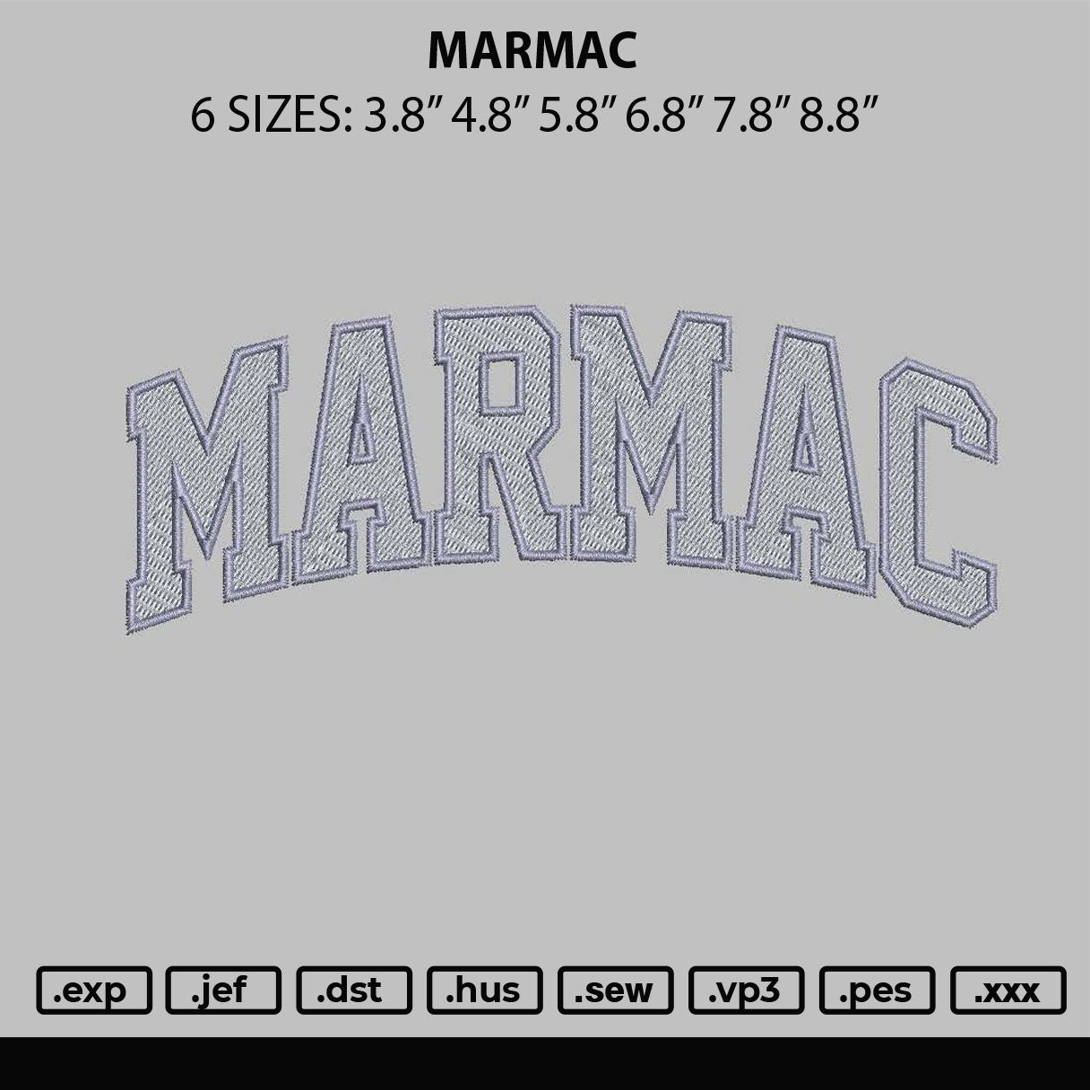 Marmac Embroidery File 6 sizes