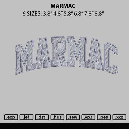 Marmac Embroidery File 6 sizes
