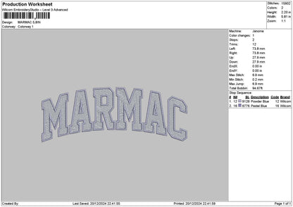 Marmac Embroidery File 6 sizes