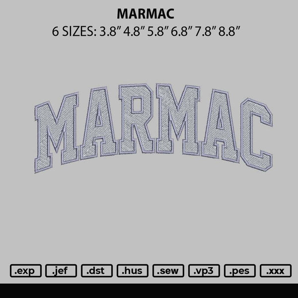 Marmac Embroidery File 6 sizes