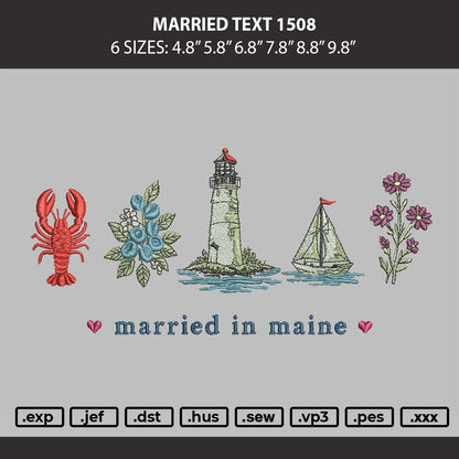 Married Text 1508 Embroidery Machine Design File 6 sizes