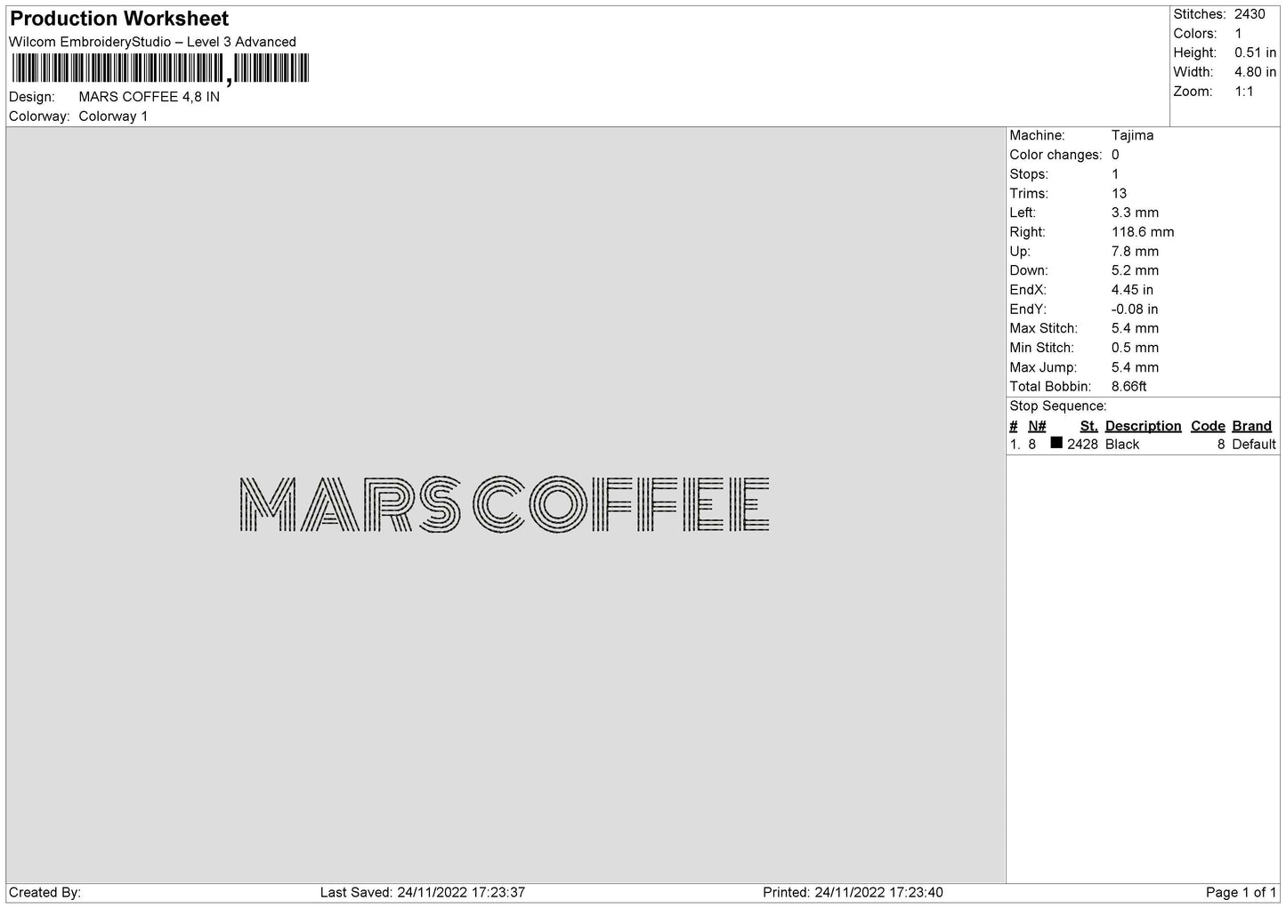 Marscoffee Embroidery File 6 sizes