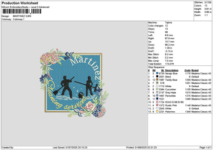 Martineztext Embroidery File 6 sizes