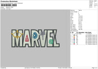 Marvel Text Embroidery File 4 size