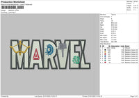 Marvel Text Embroidery File 4 size
