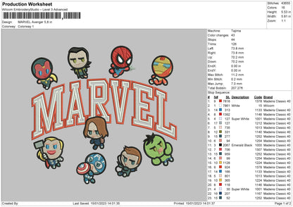 M Avenger Text Embroidery Design File – 6 Sizes
