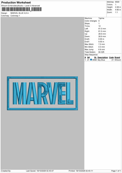 Marveltext Square Embroidery Machine Design FIle 6 sizes