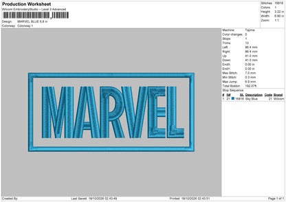 Marveltext Square Embroidery Machine Design FIle 6 sizes