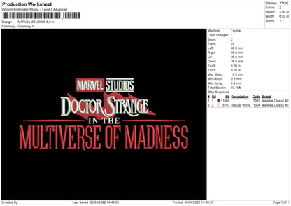 Marvel Studios Embroidery File 4 size
