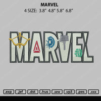 Marvel Text Embroidery File 4 size