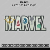 Marvel Text Embroidery File 4 size