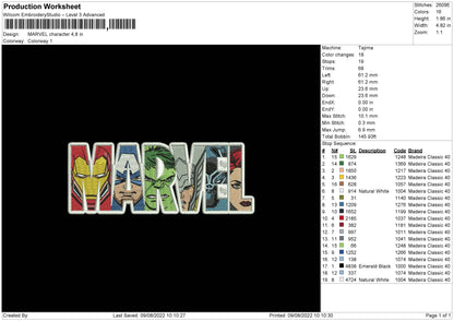 Marvel Character Embroidery File 4 sizes