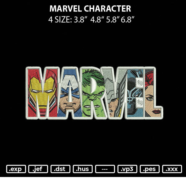 Marvel Character Embroidery File 4 sizes