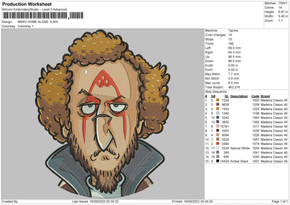 Marv Home Alone Embroidery File 5 Sizes