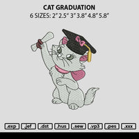 Cat Graduation Embroidery File 6 sizes
