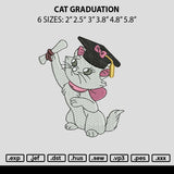 Cat Graduation Embroidery File 6 sizes