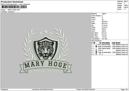 Marytext Embroidery File 6 sizes