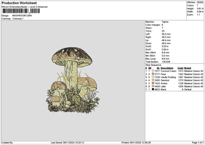 Mashroom Embroidery File 6 sizes