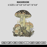 Mashroom Embroidery File 6 sizes